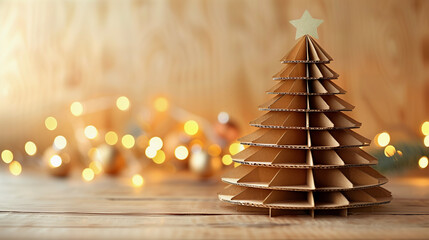 christmas tree made with recycled cardboard for a sustainable christmas decoration