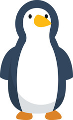 Cute cartoon penguin standing isolated on white background