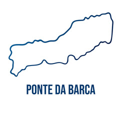 Ponte da Barca municipality, Viana do Castelo district map. Abstract smooth blue gradient linear vector