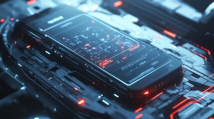 Obraz premium high-resolution, ultra-realistic, 4K, cinematic image of futuristic phone