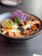 gyudon in bowl, japanese food