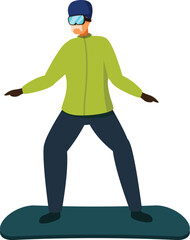 Senior man is snowboarding, enjoying winter sports and an active lifestyle