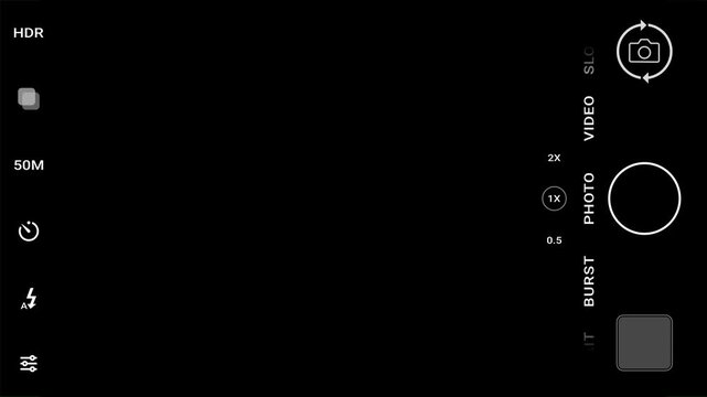 Horizontal phone camera photo screen capture overlay on green background, smartphone cam shutter taking shot animation frame design template, digital mobile photography mode display interface mockup