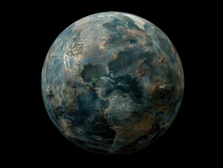 Detailed Artistic Representation of Earth With Emphasis on Natural Features and Continental Shapes