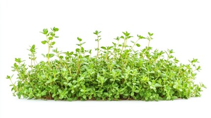 Obraz premium Close-up of Fresh Thyme Sprigs on a White Background