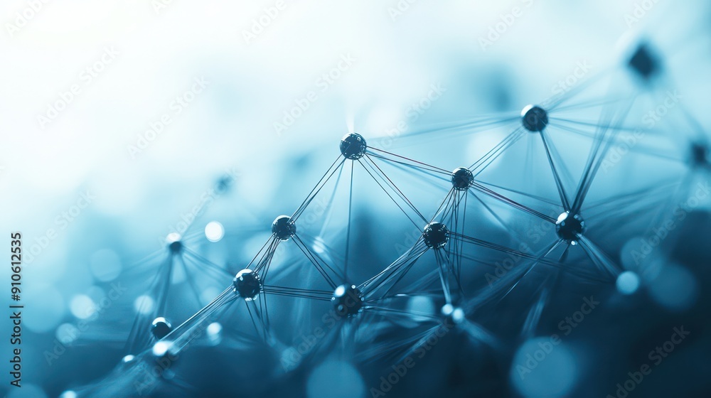 Poster A blue background with a bunch of small dots that are connected to each other