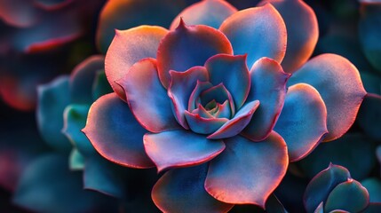 A blue flower with a red center