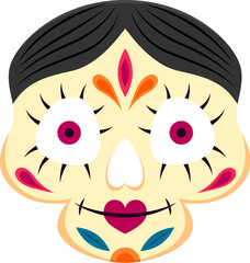 Day of the Dead Mexican ornate skull. Hispanic culture holiday death face icon, Mexican Dia de Los Muertos skeleton head or Mexico Halloween celebration sugar calavera skull vector tattoo or icon