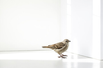Small bird on a white background