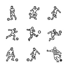 Hand Drawn Illustration of Football Players on white background.

