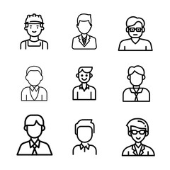 Fototapeta premium Stroke line icons set of user. Simple symbols for app development and website design. Vector outline pictograms isolated on a white background.