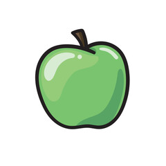 An illustration of a full green apple on a white background