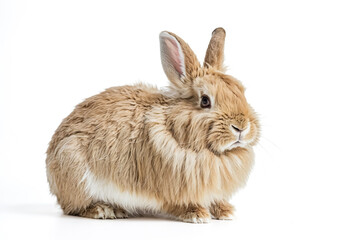 Obraz premium Fluffy Brown Rabbit Isolated on White Background