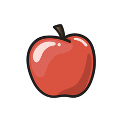 An illustration of a full red apple on a white background