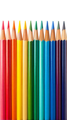 "Set of colored pencils isolated on transparent background"