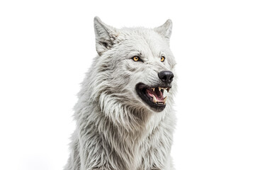 Close Up Portrait of a White Wolf with a Ferocious Snarl