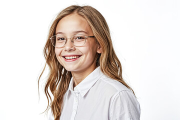 Happy girl in glasses smiling