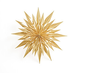 Fototapeta premium Golden Star Decoration on White Background