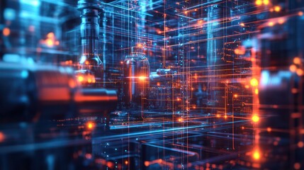 Fototapeta premium A futuristic cityscape with glowing lights and a sense of mystery