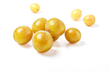 Yellow Plums on White Background