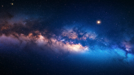 Fototapeta premium Space, stars and multicolored planets of different colors and shapes, realistic textures, Milky Way, totally realistic.