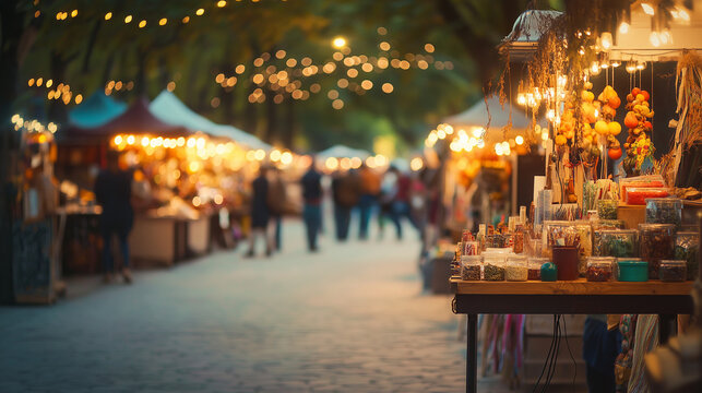 A bustling September art and craft fair featuring local artistsâ€™ work, handcrafted items, and colorful fall decorations