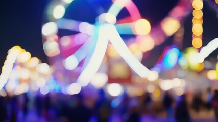 The ling carnival ride lights create a whimsical bokeh backdrop for the bustling fairgrounds. Light leaks bokeh