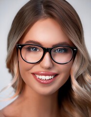 Obraz premium a woman wearing glasses with a smile