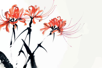 Elegant floral ink painting