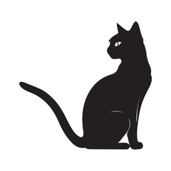 Cat silhouette against a white background. Ideal for pet themed design