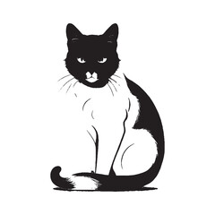 Cat silhouette against a white background. Ideal for pet themed design