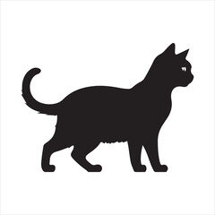 Cat silhouette against a white background. Ideal for pet themed design
