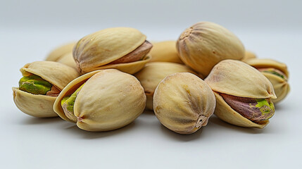 close-up pistachio on a white background
