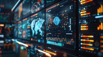 Obraz premium screen with negative Bollinger bands. concept financial crisis, black monday