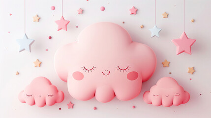 pink cloud illustration on a white background 