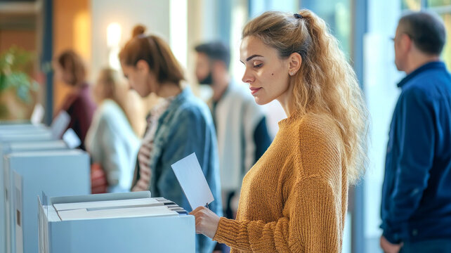 Concept of people casting votes in democratic elections into ballot boxes
