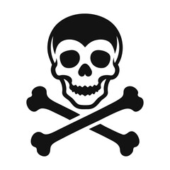 Crossbones and skull icon and vector illustration