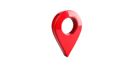 Red 3D Location Pin Icon isolated on transparent background 
