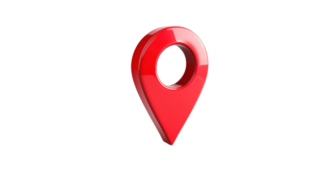 Red 3D Location Pin Icon isolated on transparent background 
