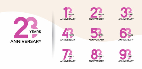 anniversary logo style set with purple color can be use for celebration moment