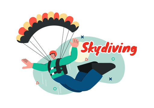 Skydiving Vector Illustration with Skydivers Use Parachutes and Sky Jumping for Outdoor Activities in a Flat Extreme Sport Style Cartoon Background