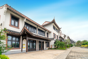 Chinese garden architecture in the park, Beihai, Guangdong, China.