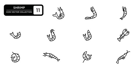 Shrimp icons collection, editable and resizable vector icon templates.