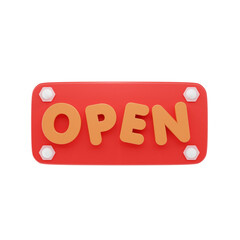 open sign 3d icon and illustration