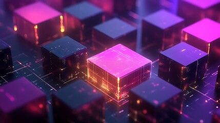 Exploring the Future of Blockchain Technology: A Glowing Cube Representing Decentralization and Digital Security