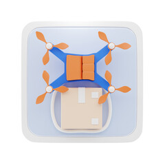 drone courier 3d icon and illustration