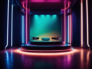 Spotlight stage Neon background futuristic concept