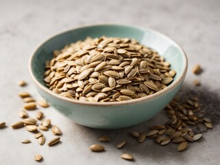 sunflower seeds in plate isolated on white background