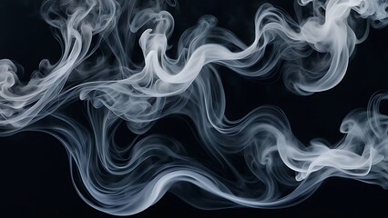 Ink in Water: Dark ink swirling and dispersing in clear water, creating ethereal patterns that resemble smoke or clouds, with soft edges and gradients.