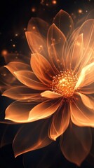 Digital illustration of glowing orange flower with